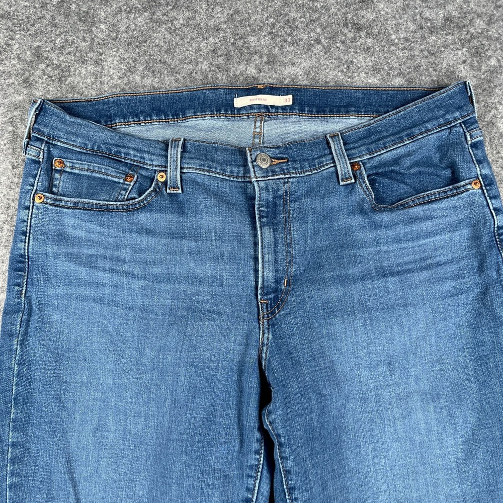 Levis Jeans Women's 33 Boyfriend Medium Blue Stretch Denim Jeans - Picture 2 of 10